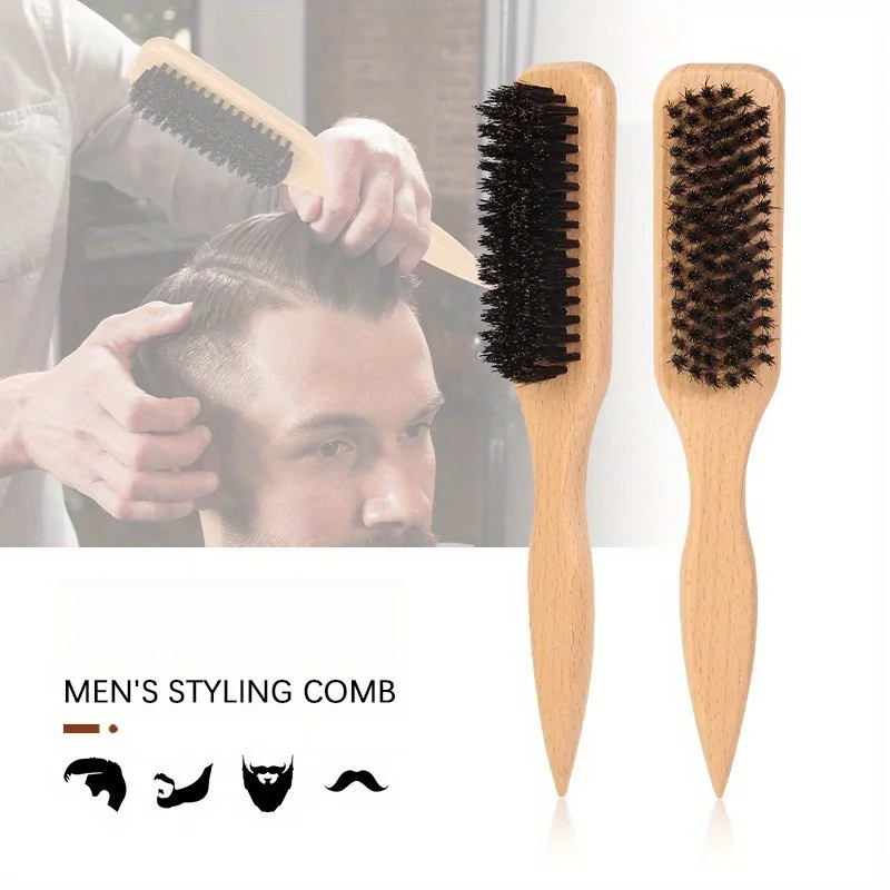 Boar Bristle Slick Back Hair Brush for Sleek Ponytail Bun & Smoothing Baby Hairs, Flyaways, Edge Control - Backcombing & Teasing