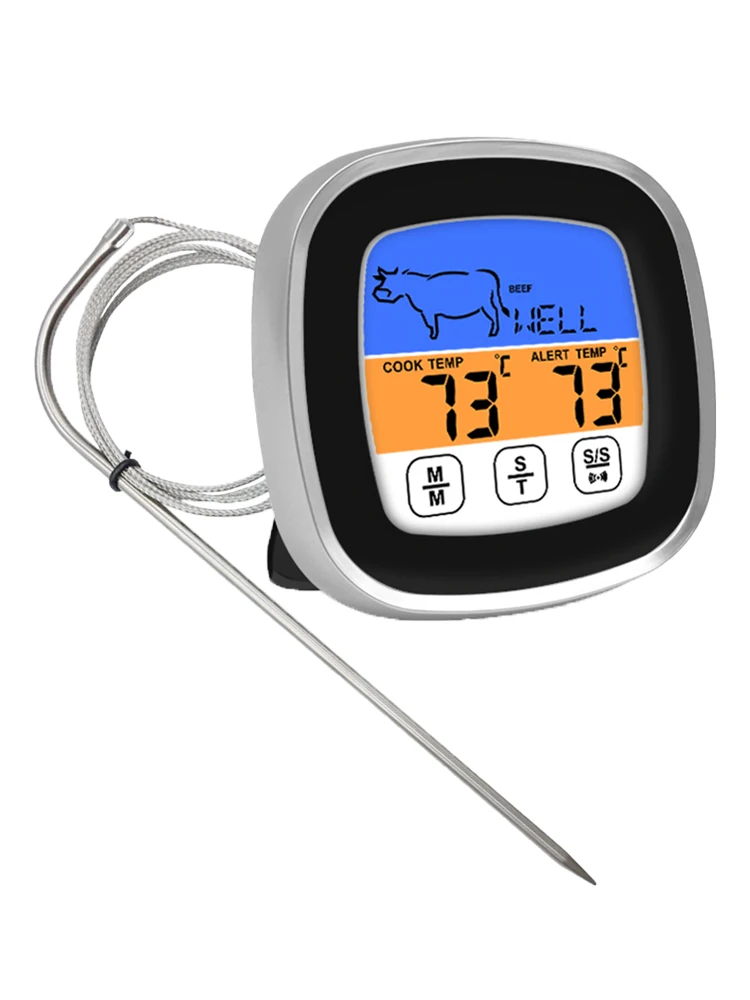 Digitales Küchenthermometer, Ofentemperatur, Wärmezähler, Küche, Edelstahl, Fleischthermometer, Sensorsonde für Kochgeschirr, Grill