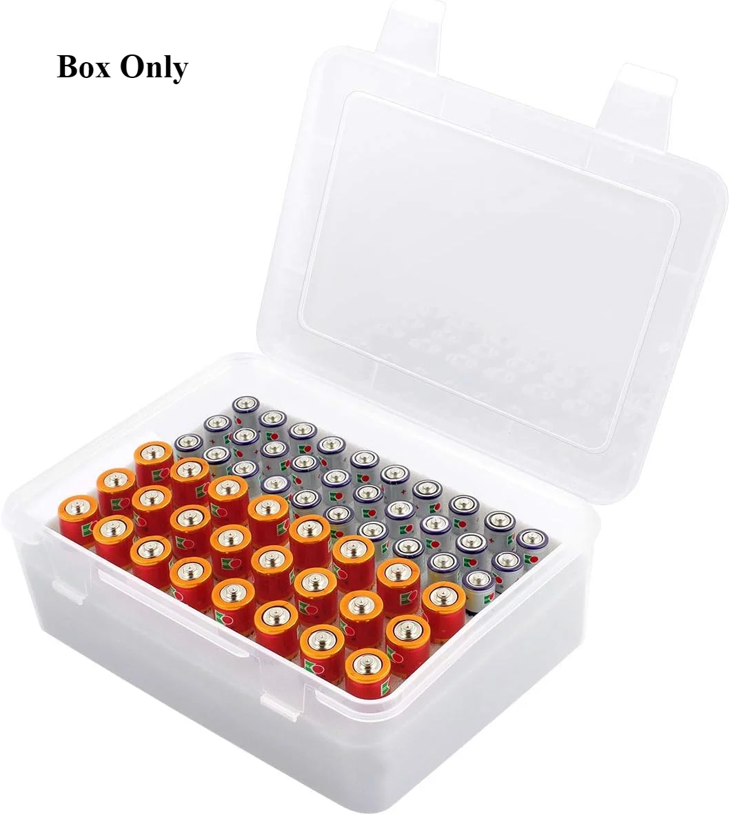 Battery Organizer Storage Box, Garage Case Holder for 24* AA, 30* AAA Batteries (Bag Not Include Batteries Pack)-White