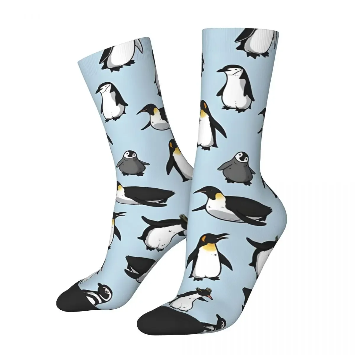 

Cute Penguin Pattern Men's Socks Retro Harajuku Street Style Novelty Pattern Crew Sock