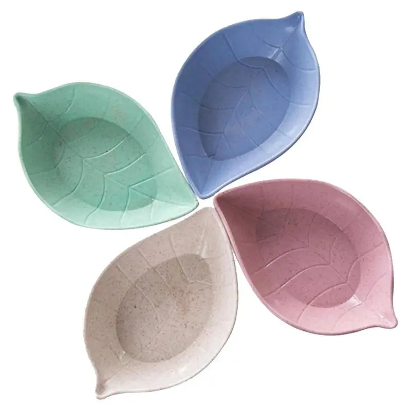 Leaf-shaped Plate Small Bowls For Dipping Cute Leaf-shaped Spice Tray Tea Bag Holder Spoon Holder Saucer Appetizer Plate