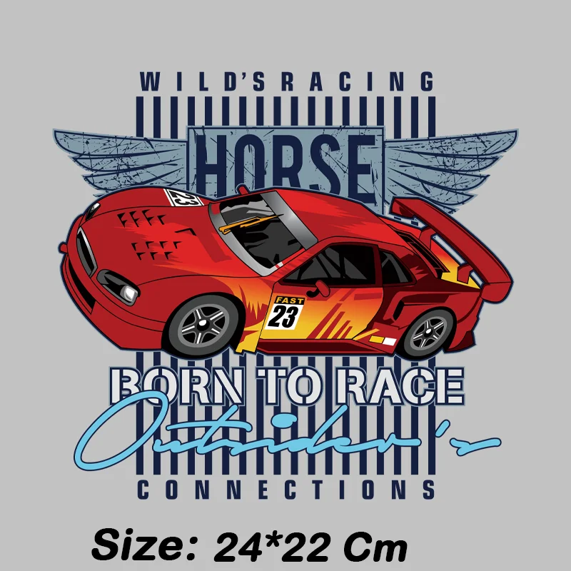 Street Race Sport Car Print Pattern Sticker,Iron On Transfers For Clothing Patches,Suitable for Hoodie,T-shirt,pillow,canva bag.