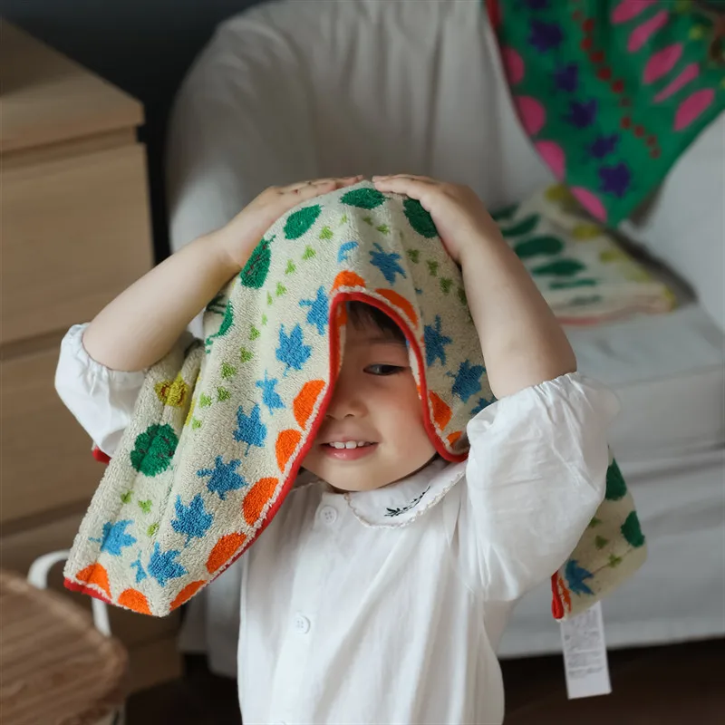 Square Towel Face Towel And Bath Towel Children\'s Shower Towel Ins Vegetable And Fruit Household Pure Cotton Shower Towel