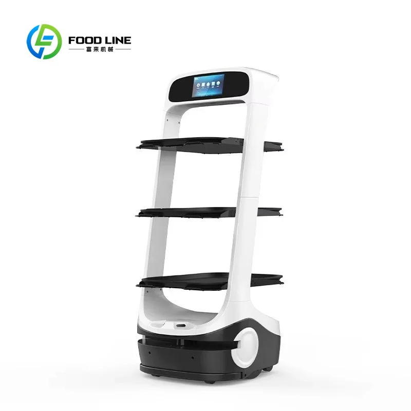 Customized T6 4-Layer Tray Autonomous Food Service Robot, SLAM Navigation Obstacle Avoidance Food Delivery & Busboy Robot