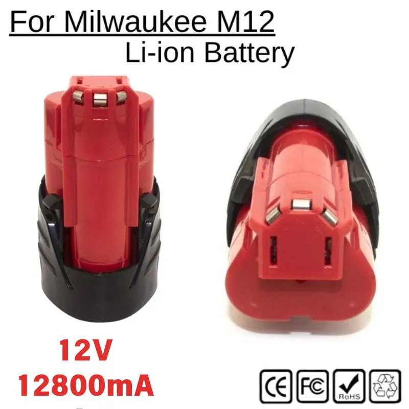 2026 New for Milwaukee 12V M12 Battery 12800mAh  M12 XC 48-11-2410 48-11-2420 48-11-2411 Tools Battery