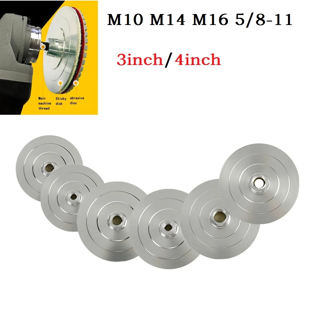 

4inch Aluminum Backer Pad Diamond Polishing Pad Hook & Loop Backing Holder For M14 M10 M16 5/8-11 Power Tools Parts