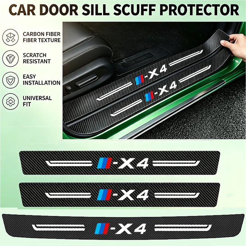 NEW for BMW X4 Logo 2026 2025 2024 2023 2022 2021 2019 Car Door Sill Scuff Plate Rear Trunk Bumper Protective Guard Sticker