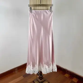 優雅蕾絲拼接緞面半身裙 女士時尚裹身長裙 高品質觸感 2025 全新 優雅氛圍 8 最佳銷售 緞面長裙 - №7