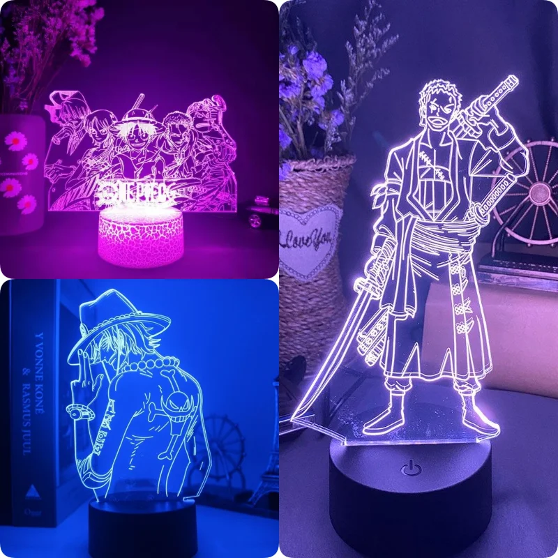 

One Piece Luffy Roronoa Zoro Nightlight High Color Value Cartoon Printing Student Home Bedroom Variable Light Atmosphere Light
