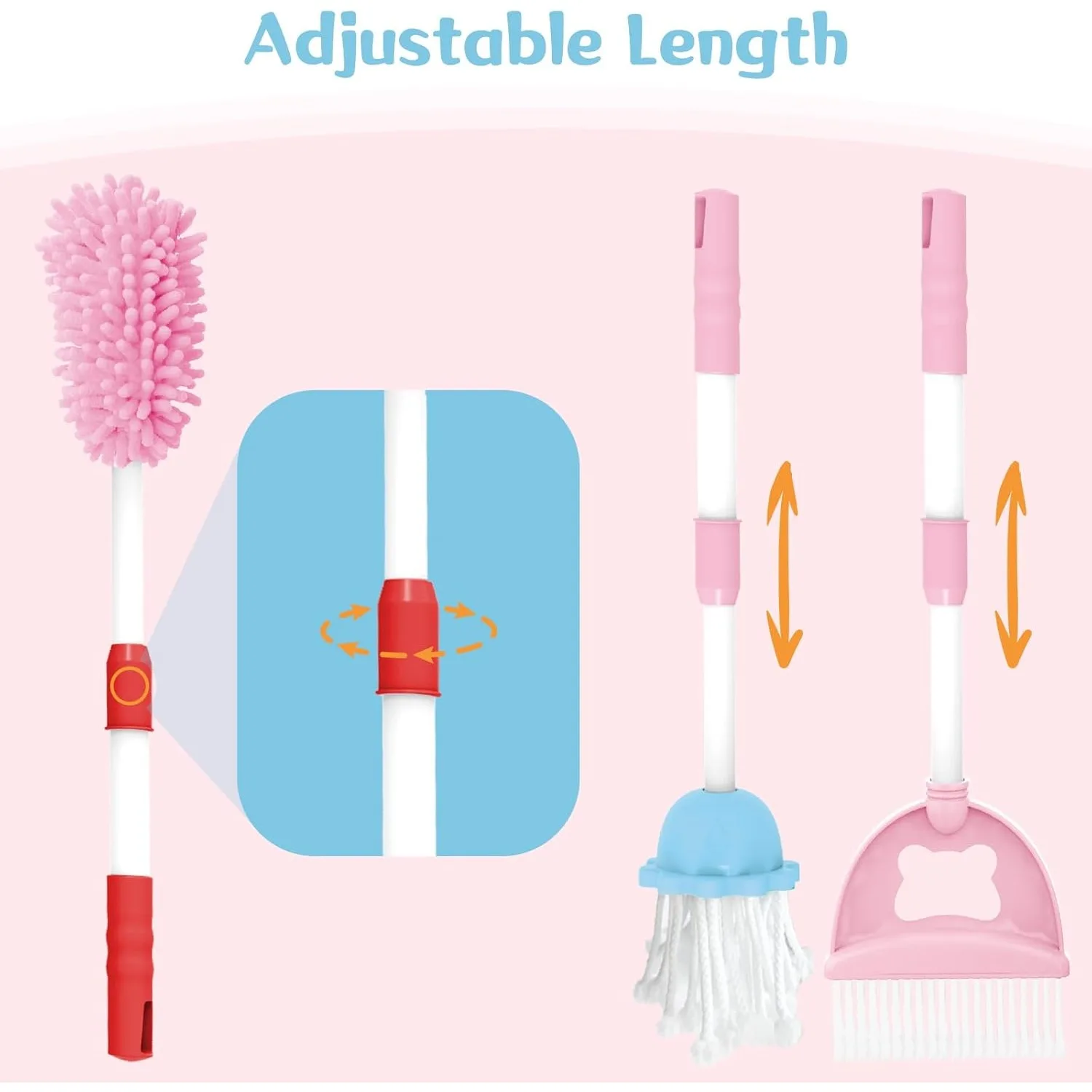 Giocattoli per bambini Set per la pulizia Bambini Giochi di finzione Pulizia della casa Playset Scopa Paletta Mop Spolverino Strumenti per la pulizia Giocattoli per ragazzi Ragazze