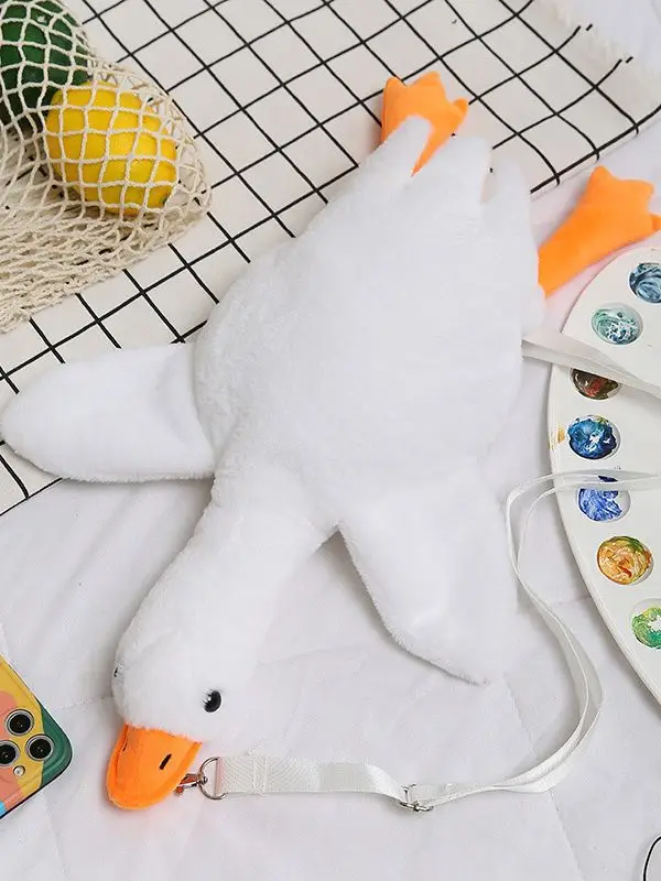 Cartoon Cute Big White Goose Plush Doll Shoulder Bag 2024 New Fashion Creative Animal Yellow Goose Plush Crossbody Bag Best Gift