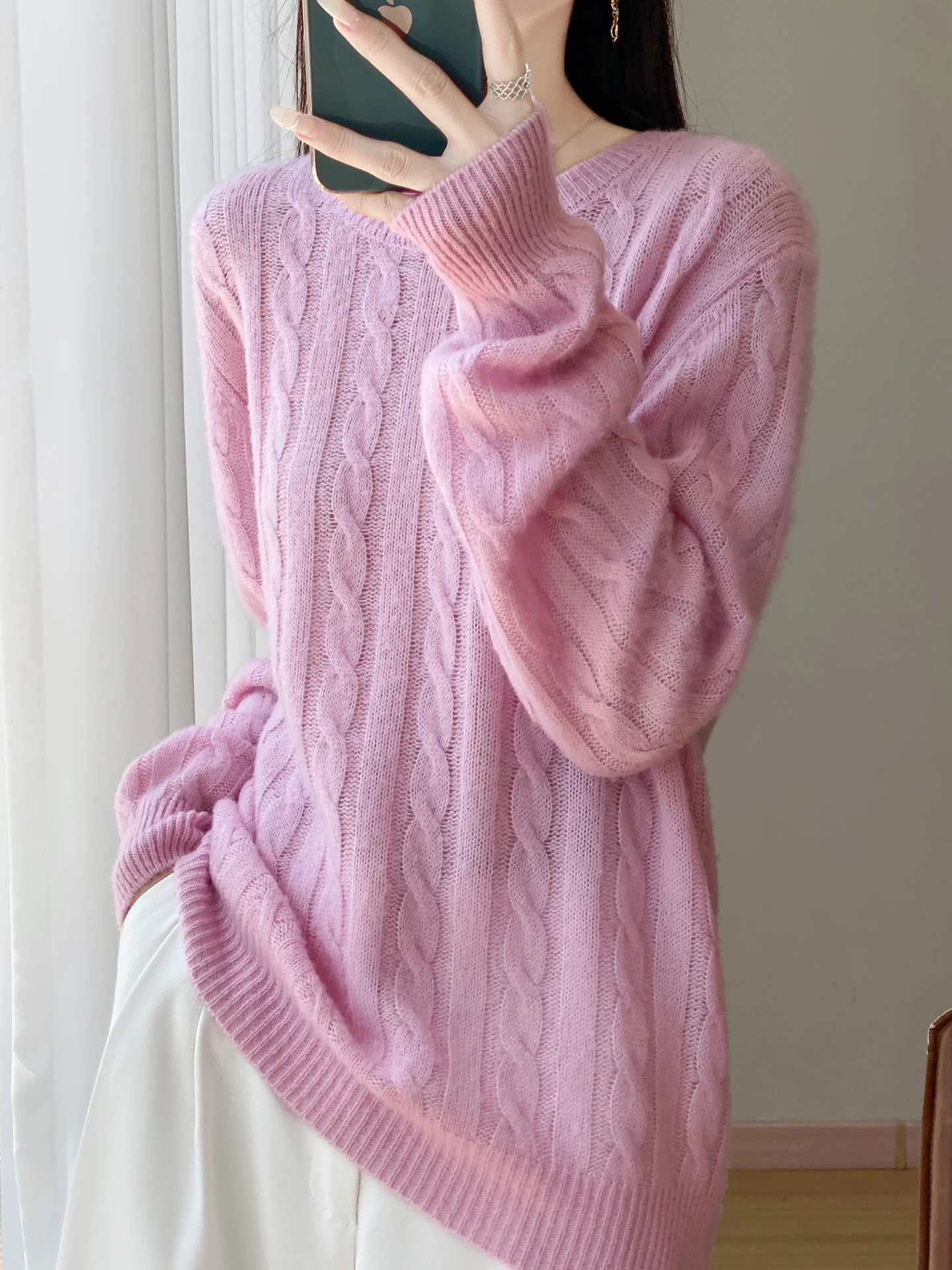 Neue Herbst Winter Wolle Pullover Große Größe Pullover Lange Hülse O-ansatz Klassische Twisted Blume Frauen Hochwertige Kaschmir Pullover