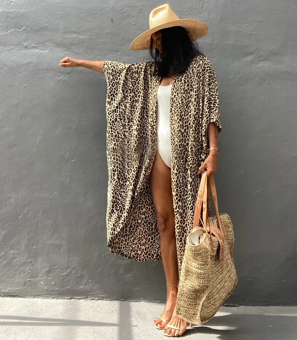 Beach Cover Ups for Women Kimono Cardigan Tie-dye Pattern Print Tunic Belted Wrap Dresses 2023 Summer Trend Bathing Suits