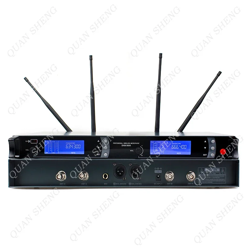 New Professional SKM9000 2 Channels Handhold Headset Lavalier Mic SKM 9000 True Diversity Wireless Microphone