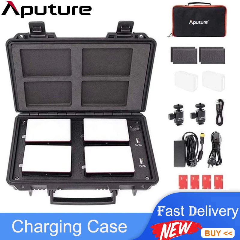 

Aputure AL MC 4-Light Travel Kit Photography Studio Mini LED light RGBWW 3200K-6500K HSI Color Control with Charging Case