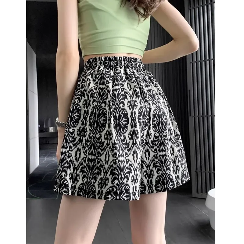 

Женские летние брюки с тонкой эластичной резинкой на талии и принтом в стиле ретро, короткие повседневные популярные шорты