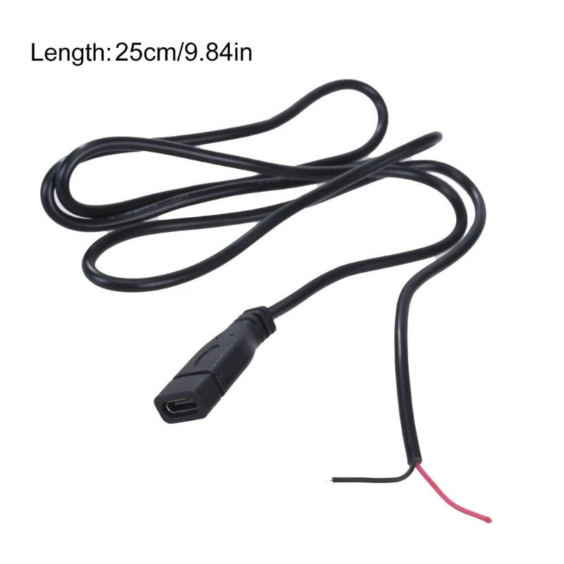 Type C Pigtail Cable Extension Power Cable USB C to 2 Pin Bare Wire Open End Connectors Type C Female Connectors Dropshipping