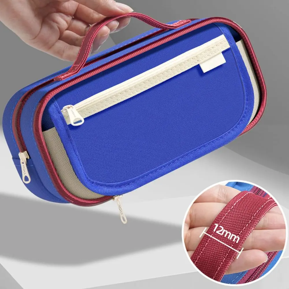 جديد التباين اللون يده القلم حقيبة تسعة طبقات يده حقيبة أدوات مكتبية سعة كبيرة منظم قرطاسية مكتب المدرسة