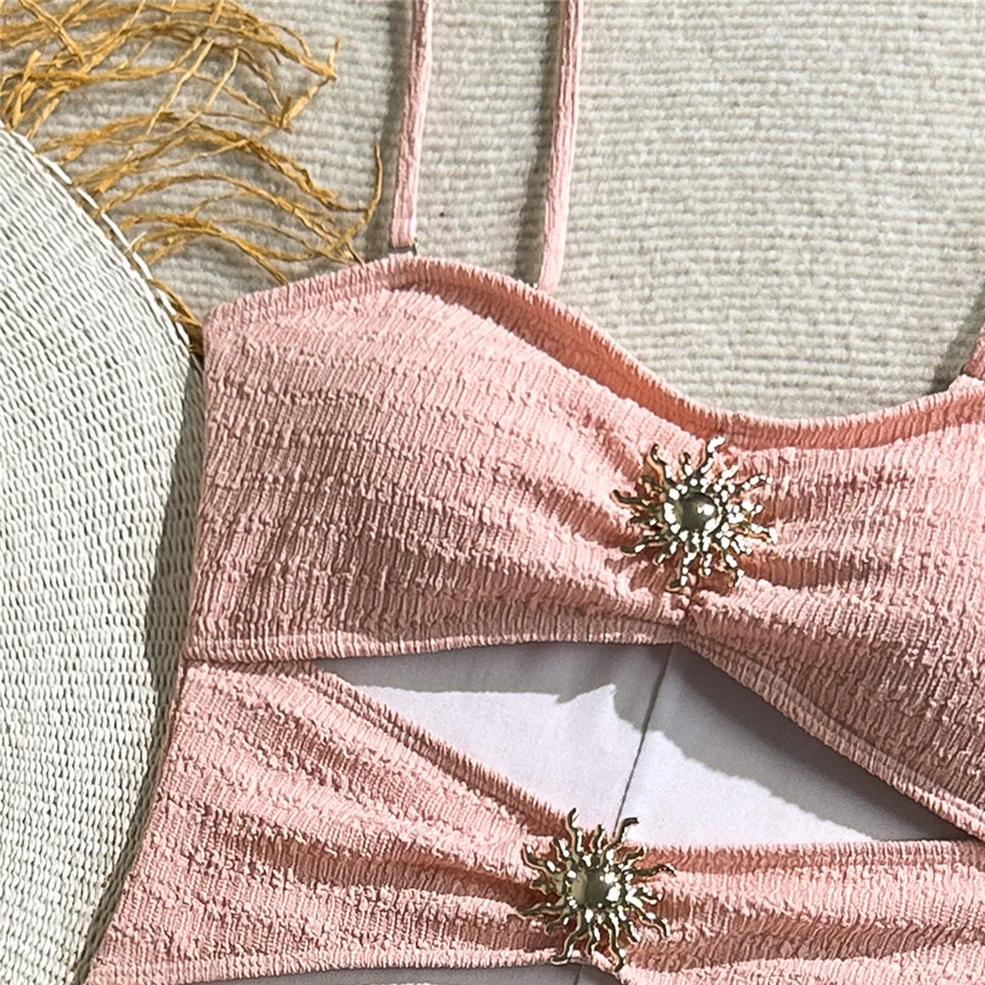 2026 Geraffter, ausgeschnittener Damen-Badeanzug, einteiliger Badeanzug, gepolsterter Monokini-Shorts-Badeanzug, Badebekleidung, Badeanzug V7824 – Detail 12