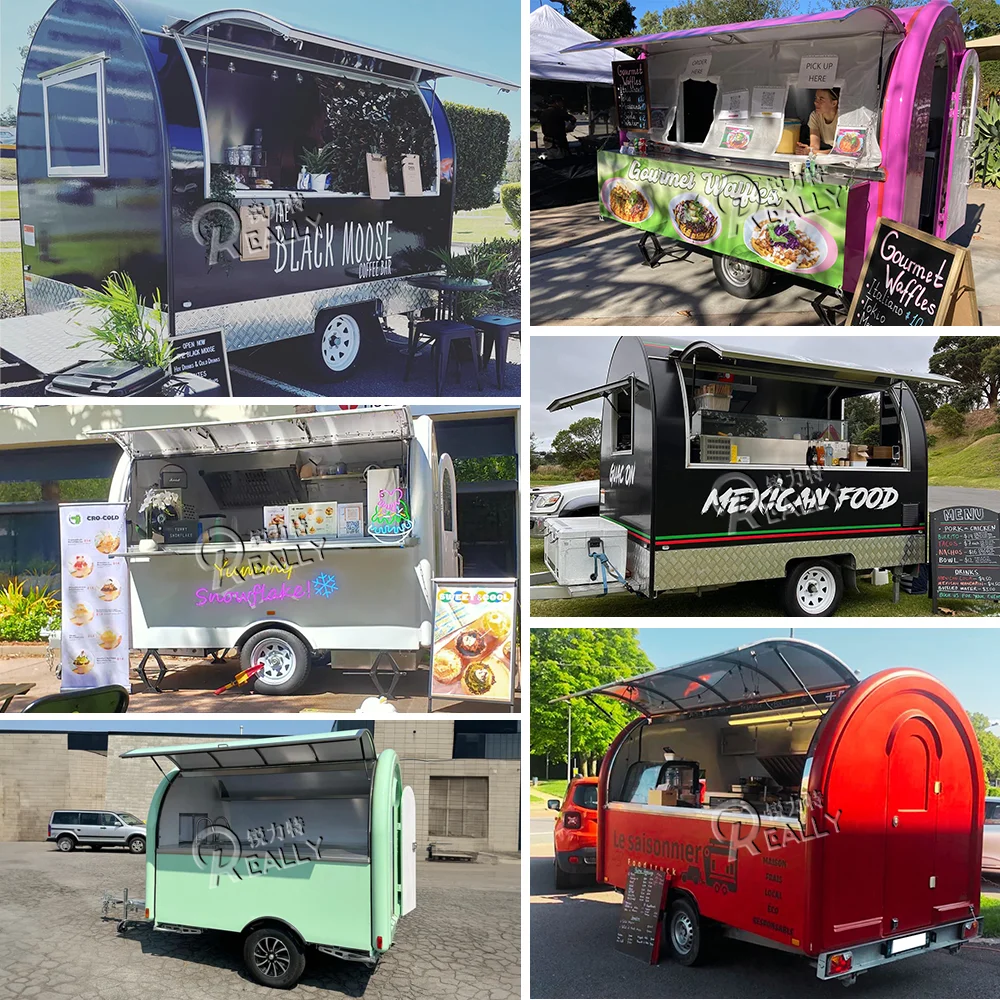 Stainless steel Mobile Food Truck Ice Cream Taco Sweet Corn Camper Box Trailer for Entrepreneurs Fast Food Shop