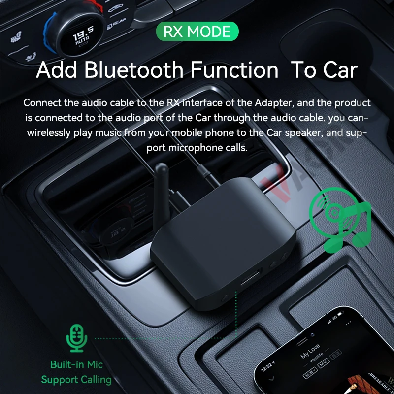 3 IN 1 Bluetooth 5.3 Audio Receiver Transmitter USB U-Disk Play 3.5mm AUX Stereo Music Wireless Adapter With Mic For Car PC TV