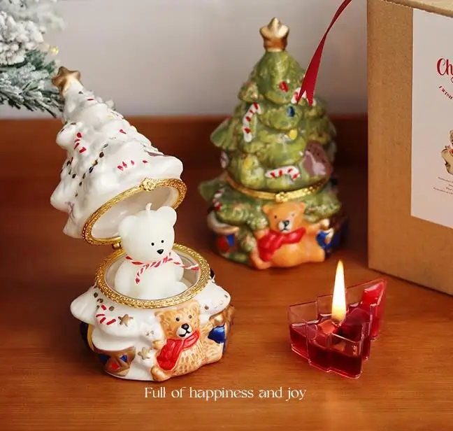 

Fashionable candle gift box with cute bear shaped candle birthday gift