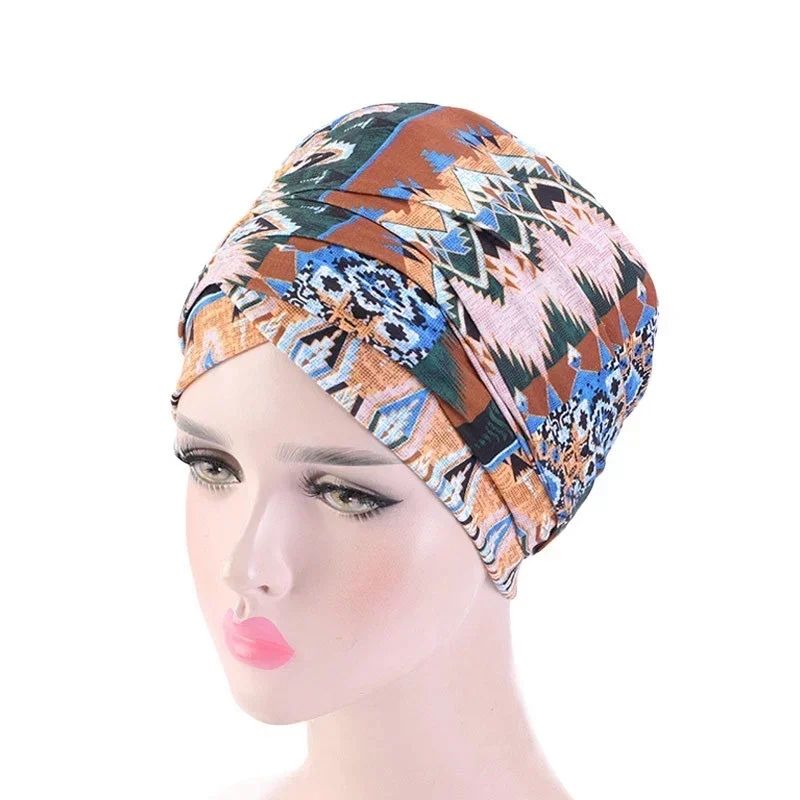 New Luxury Women African Pattern Headscarf Ladies Hair Accessories Scarf Hat Headwrap Long Tail Cap Chemo Hats Islamic Turban