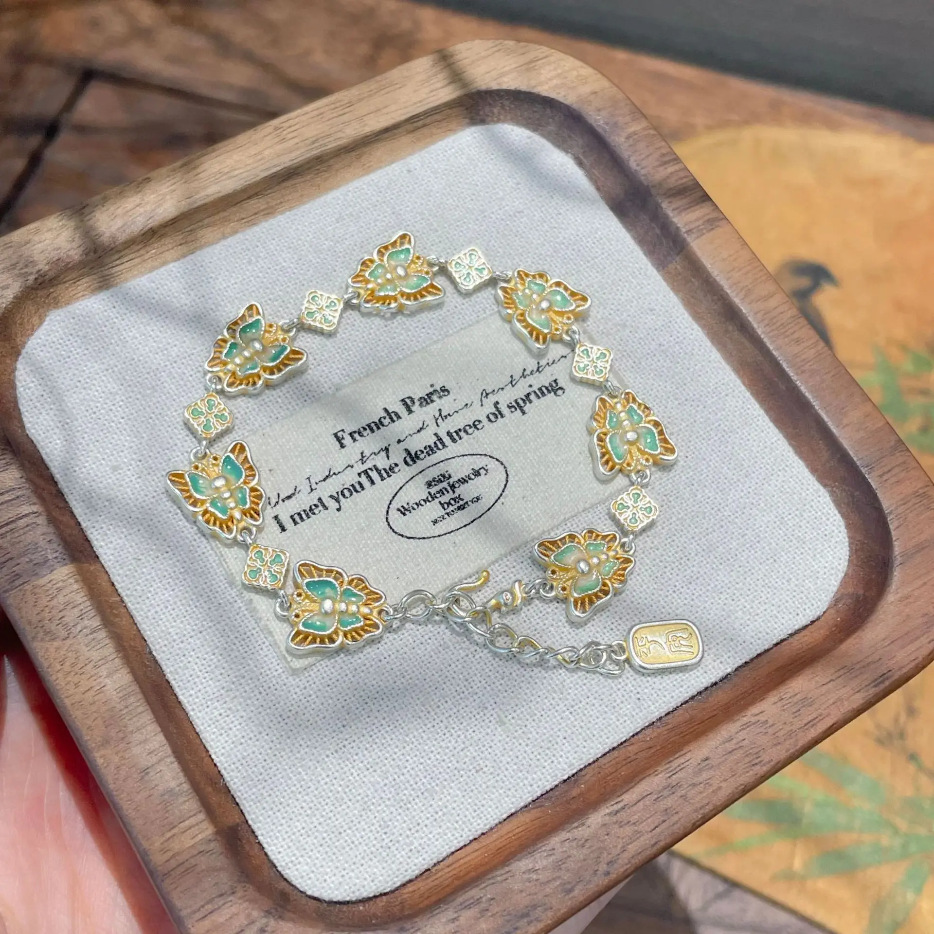 

Sterling Silver Enamel Bracelet Ruyi Hollow Butterfly Silk Ruyi Chinese Sterling Silver Bracelet