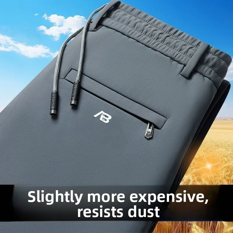 

Летние мужские брюки прямого кроя из тонкого ледяного шелка, быстросохнущие, для работы и повседневной носки, свободные, больших размеров, длинные, для отдыха