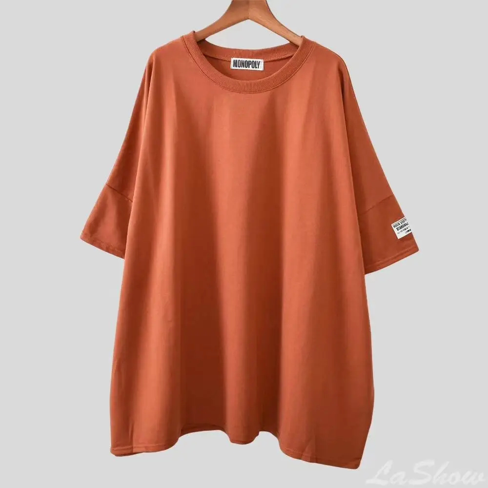 Übergrößes T-Shirt für Erwachsene, Locker Sitzendes Freizeitoberteil für Mollige Frauen und Teenager-Mädchen, Figurformendes Sport-T-Shirt mit Rundhalsausschnitt, Trendiges Erwachsenen-Oberteil – Detail 14