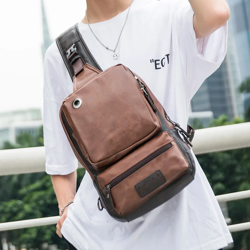 Trend of Korean One-Shoulder Messenger BagBackpack Bag Men's casual outdoor sport for men chest Bag Satchel