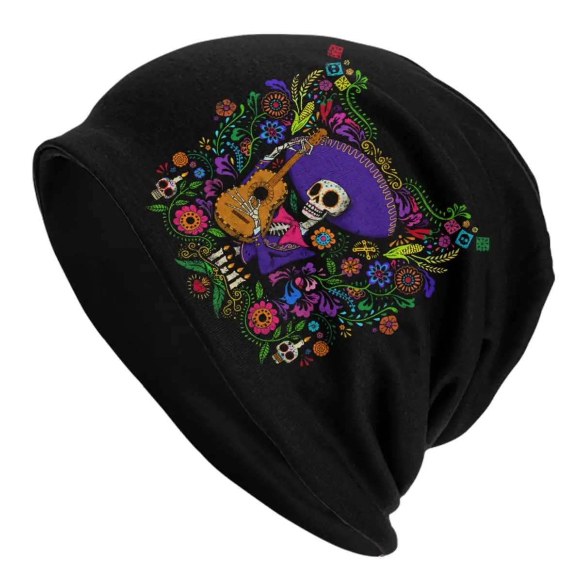 

Custom Coco Beanie Cap Unisex Winter Warm Bonnet Femme Knitted Hats Ski Dia de Los Muertos Skullies Beanies Hats For Men Women