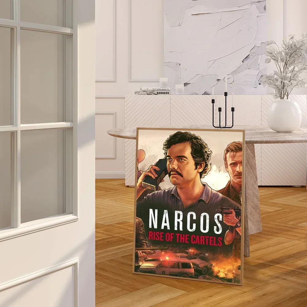 1PC Narcos TV Series Pablo Escobar Movie Sticky Posters Retro Kraft Paper Sticker DIY Room Bar Cafe Aesthetic Art Wall Painting