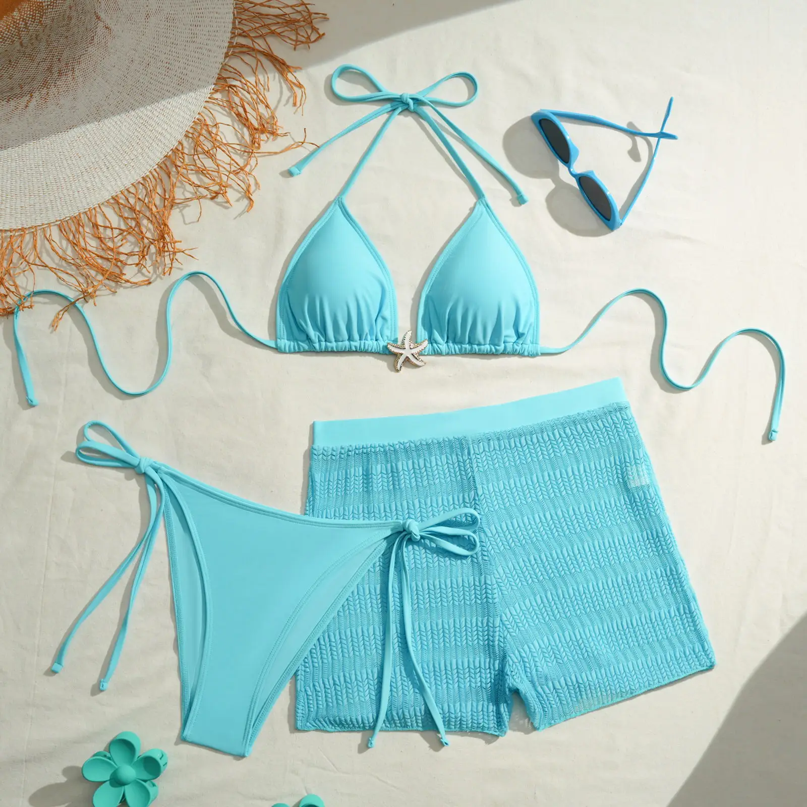 2026 مثلث سلسلة البيكينيات النساء 3 قطع ملابس السباحة الإناث و تنورة الشاطئ مثير ملابس السباحة الاستحمام السباحة لباس سباحة الشاطئ