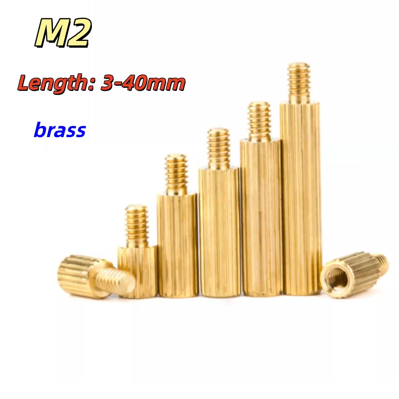 M2 Brass Round Knurl Male Female Standoff Stud Board Threaded Pillar Pcb Motherboard Spacer Hollow Bolt Screw Nutm2*l+3mm