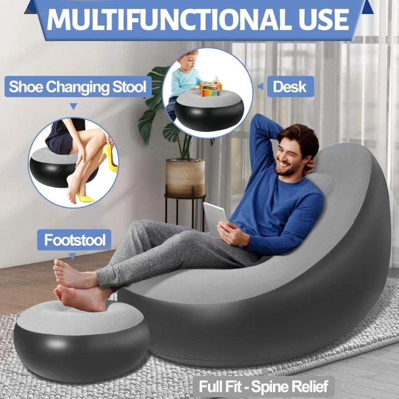 أريكة قابلة للنفخ للبالغين، كرسي مريح قابل للنفخ مع مضخة عثمانية للأسطح المتدفقة، كرسي هوائي بجودة عالية #4