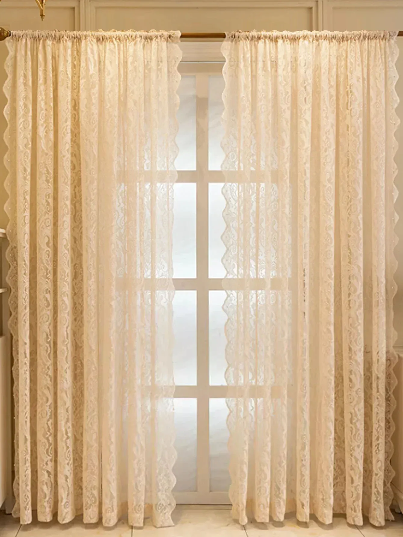 الوافدين الجدد غرفة المعيشة نافذة الستار 1 قطعة الريفية رومانسية التظليل الدانتيل حبة شاشة الستار غرفة نوم #1