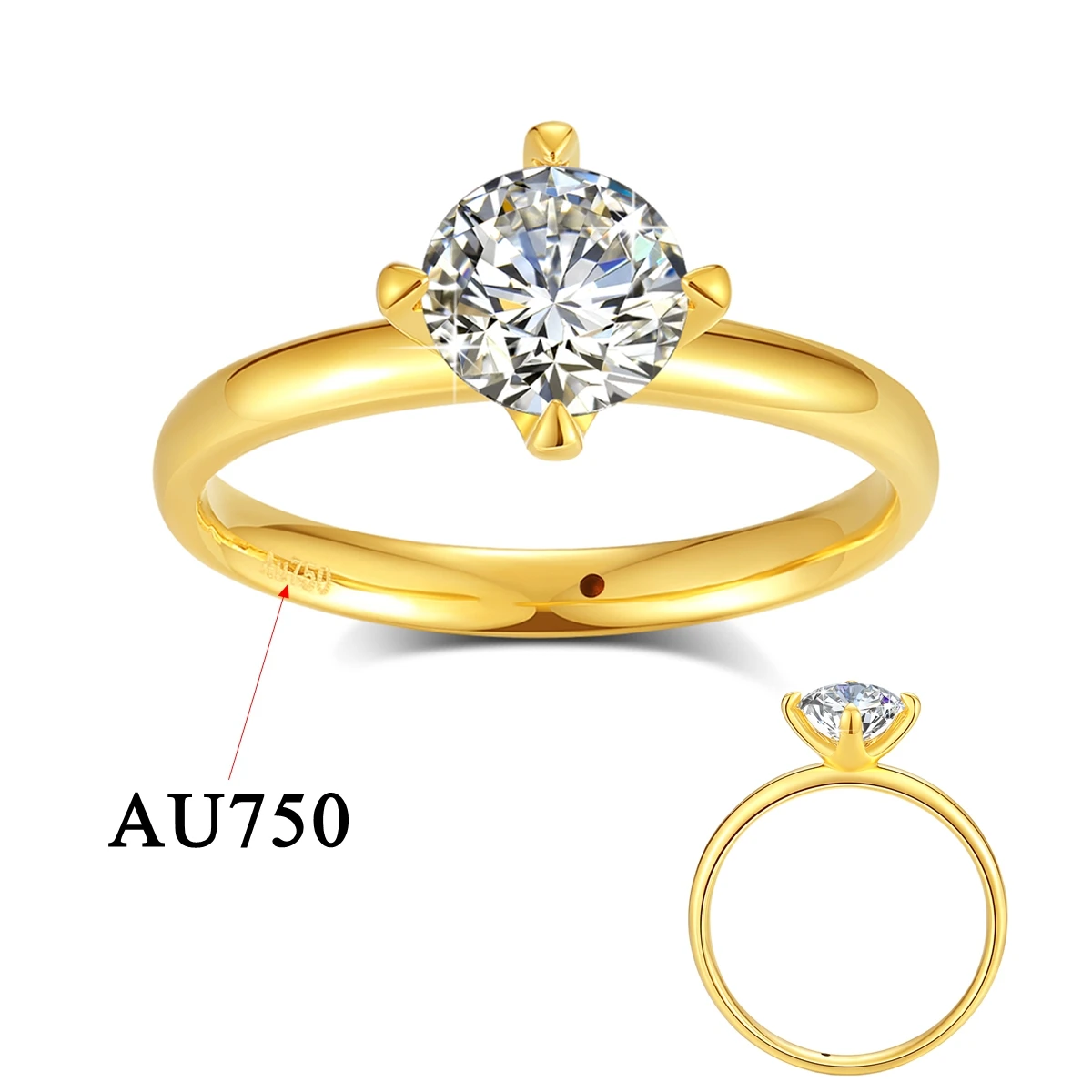 

AU750 Gold 18K GRA Certified Moissanite Women Solitaire Ring Bride Wedding Band VVS1 Lab Diamond Engagement Promise Jewelry