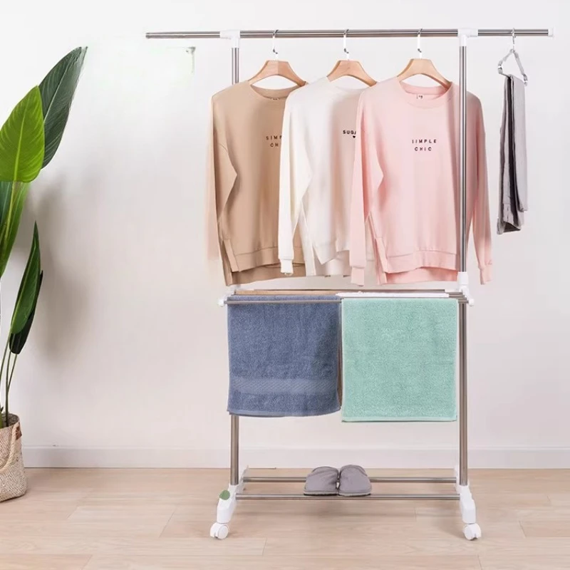 Picture 7: Large Capacity Folding Drying Rack, Stainless Steel Telescoping Towel & Clothing Rack for Home Bathroom Bedroom