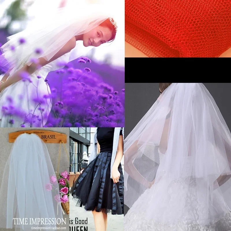 Solid color Hard Tulle Fabric Sewing for Wedding Dress Princess Dresses DIY Clothing Decoration Mesh Fabric by the meter