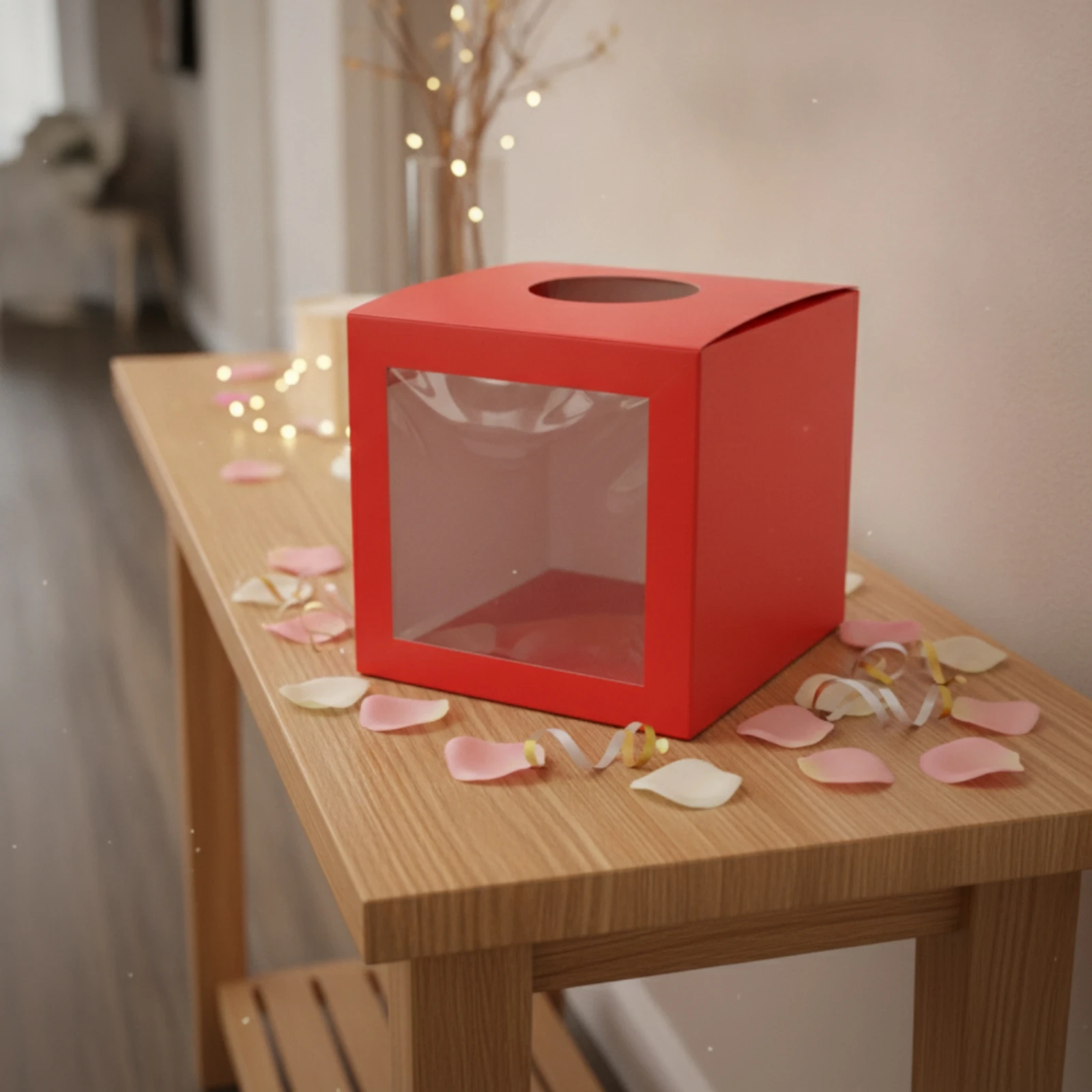 窓付きミステリーボックス、手穴付きインタラクティブ感覚ボックス、キューブ型、結婚式プランナー、ブライダルシャワー向け
