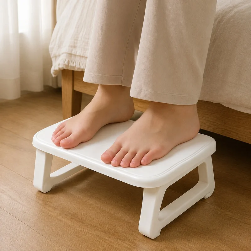 Adjustable Under-Desk Foot Support with Built-In Massage Rollers for Enhanced Comfort at Work or Home