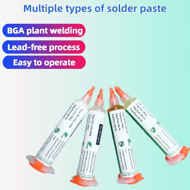 

1PC Flux Paste 10cc NC-559-ASM-UV Flux Paste Lead-free Solder Paste Solder Flux BGA SMD Rework Tool + Needles Soldering Supplies