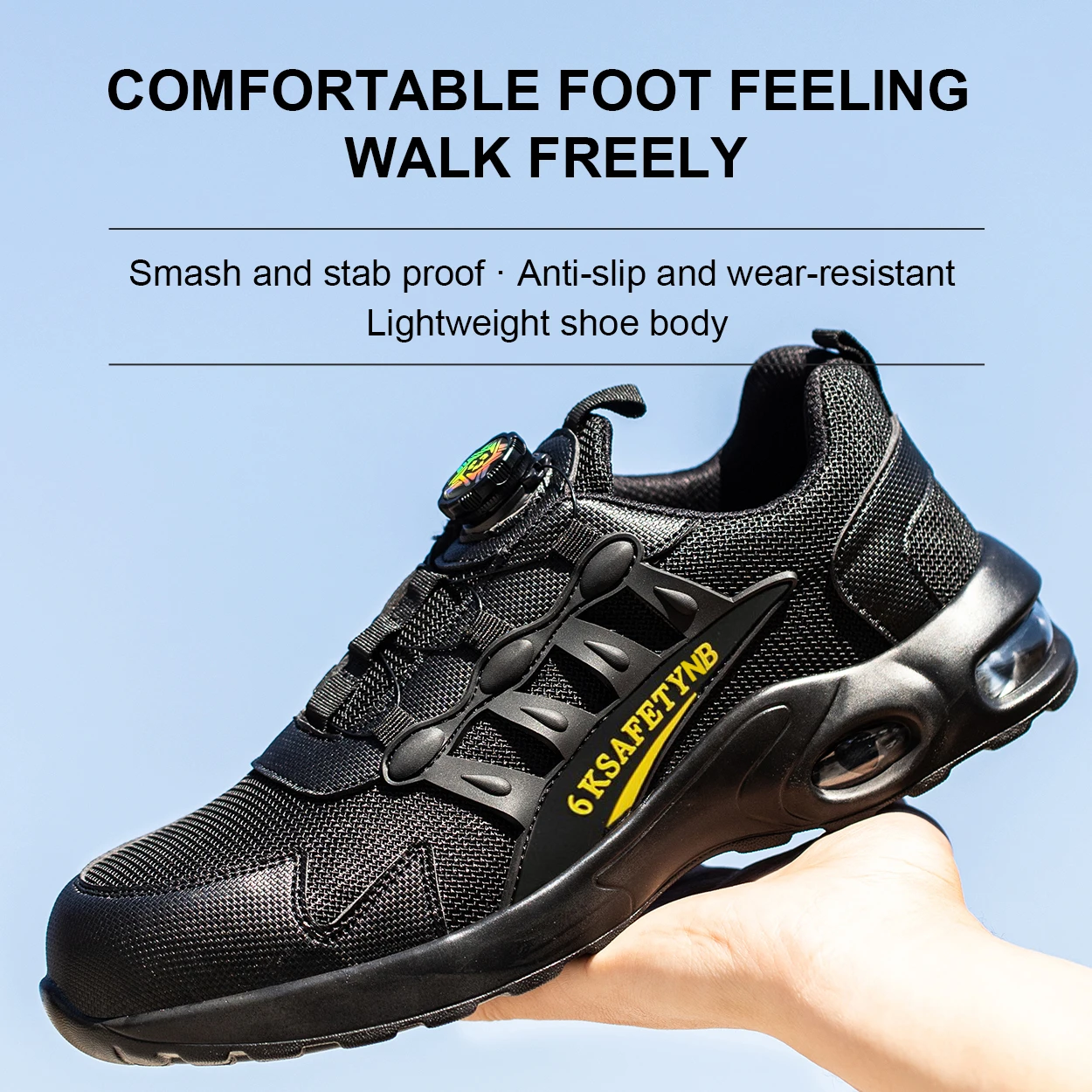 Rotating Button New Safety Shoes Men Anti-smash Anti-puncture Work Shoes Fashion Men Sport Shoes Security Protective Boots