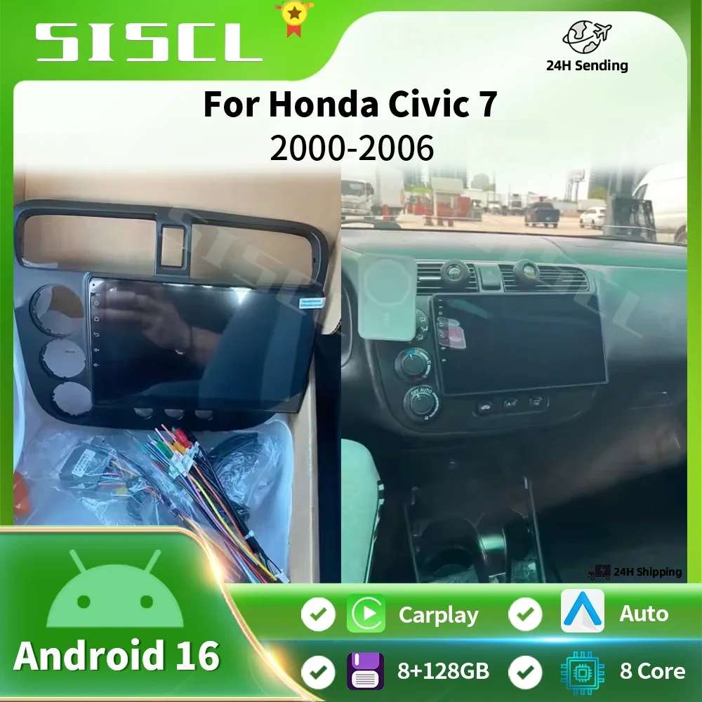 

Автомагнитола Android 16 с Carplay и Auto для Honda Civic 7 (2000-2006) — мультимедийный плеер, навигация, GPS, стереосистема 2DIN, головное устройство