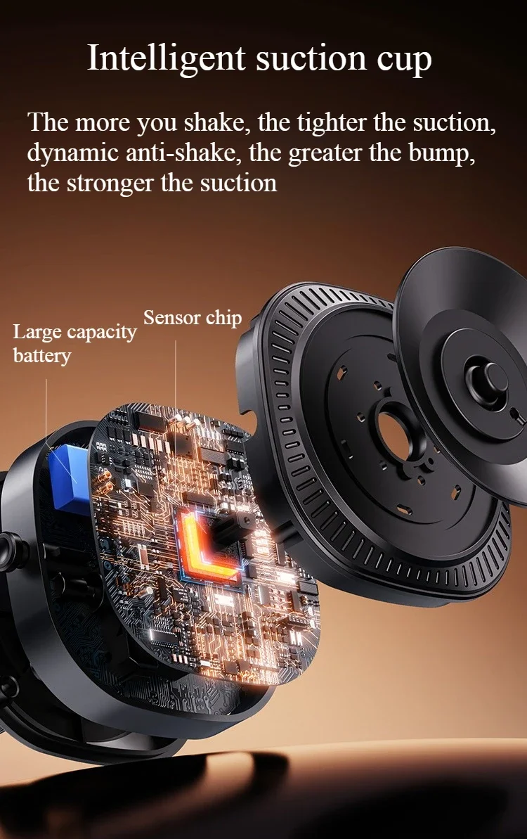 Magnetic Vacuum Suction Car Phone Holder 360° Rotating Electric Vacuum Cup Mount Universal for Car IPhone Navigation DJI Gopro