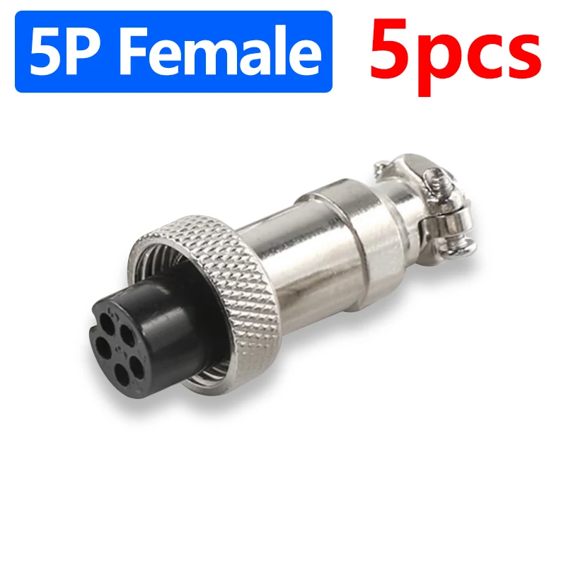 5Pcs GX12 Luftfahrt Stecker Steckdose 2/3/4/5/6/7 Pin Männlich Weiblich Panel Mount 12mm Rund Metall Draht Adapter Mutter Typ
