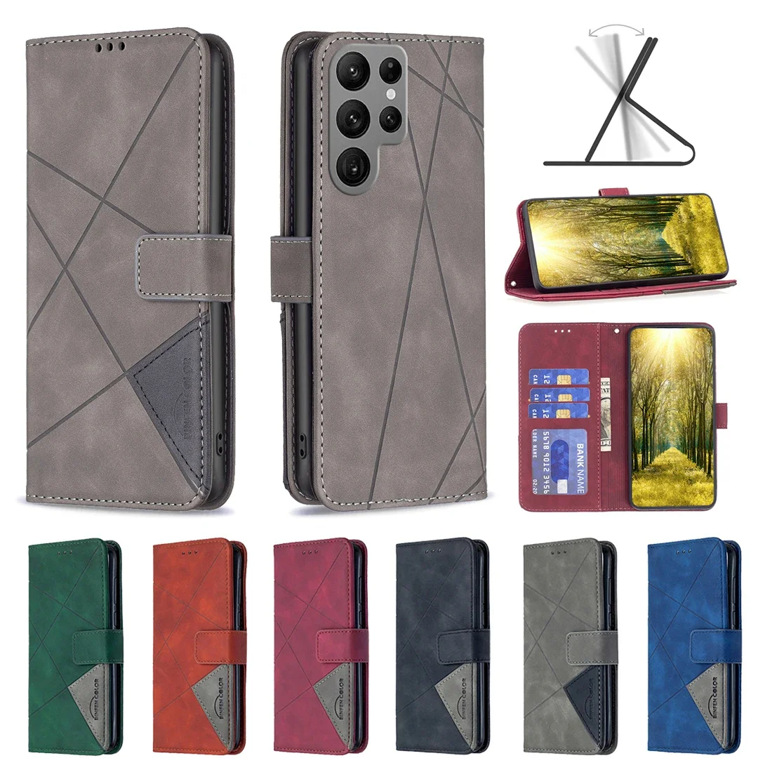 

24*Prismatic Anti-fall Leather Wallet Flip Phone Case For Samsung Galaxy A70 A55 A54 A53 A52 A52S A51 A50 A42 A41 A40 A35 5G/4G