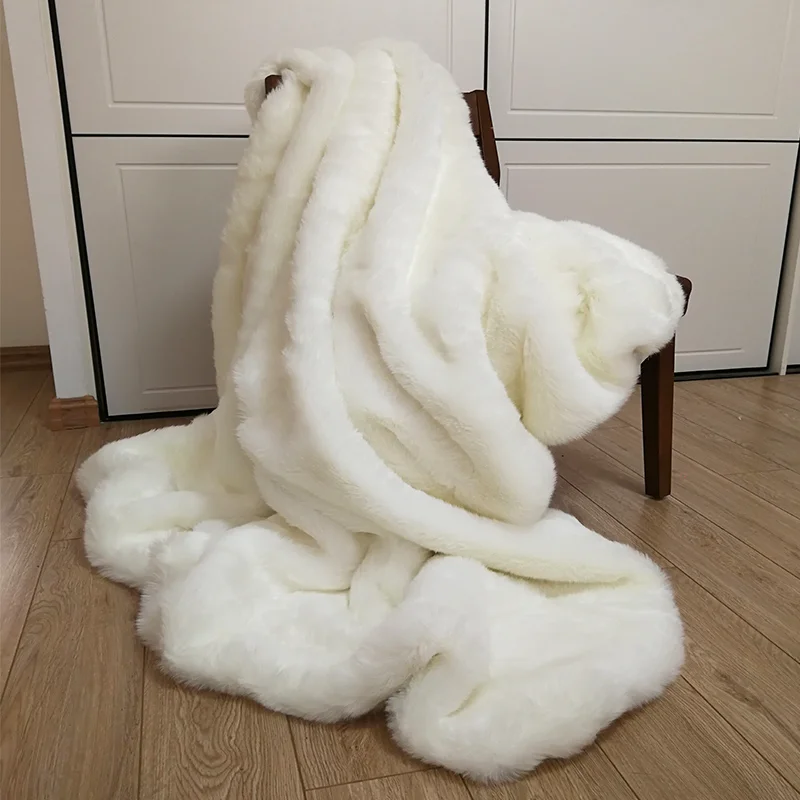 Faux Fur Blankets For Beds Acrylic Soft Warm Thick Fluffy Imitated Fox Fur Home Decoration Sofa Throw Blankets