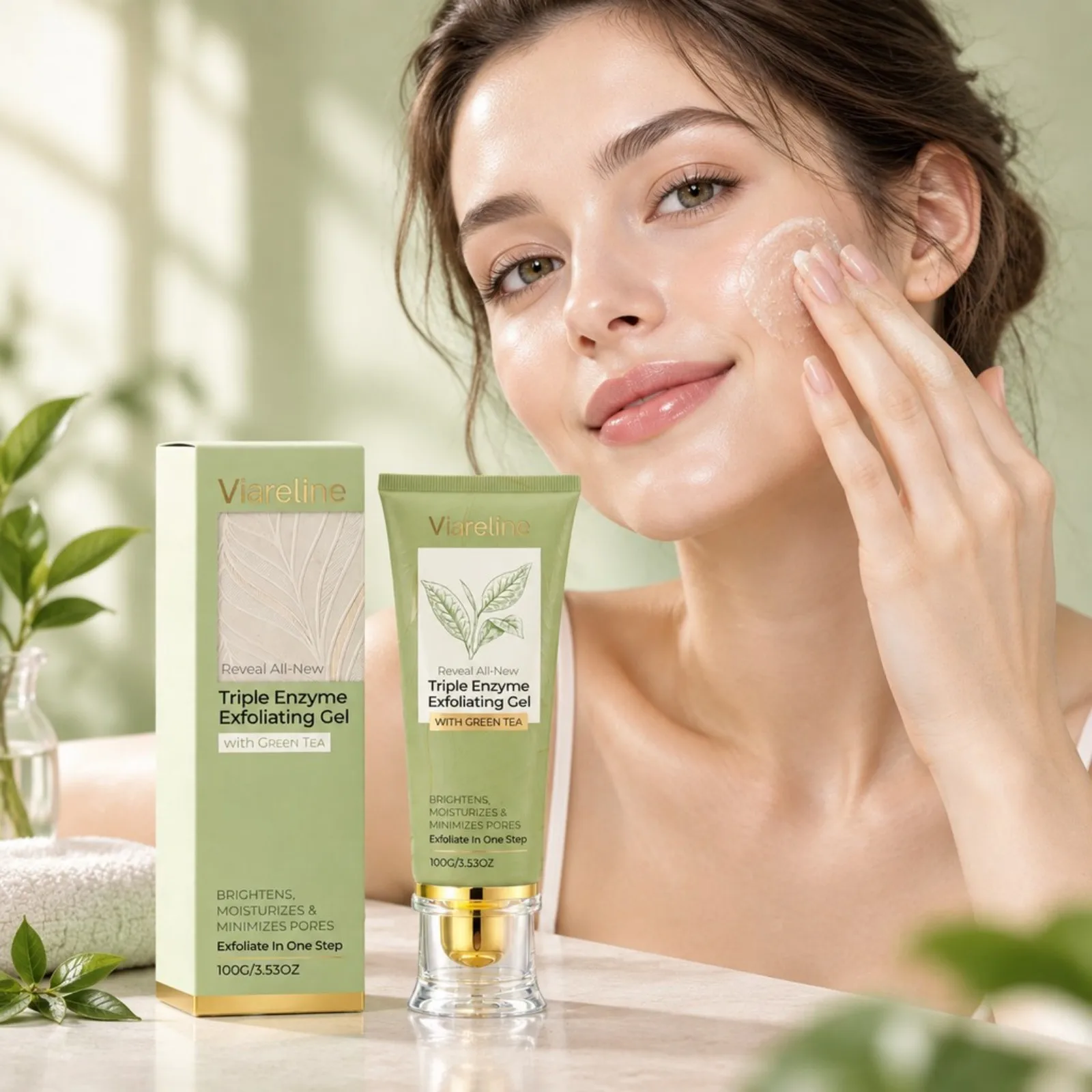 Green Tea Exfoliating Gel Gentle Dead Skin Remover Brightening Hydrating Smooth Face Scrub Skin Clear Hydrating Skin Care 100g